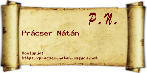 Prácser Nátán névjegykártya